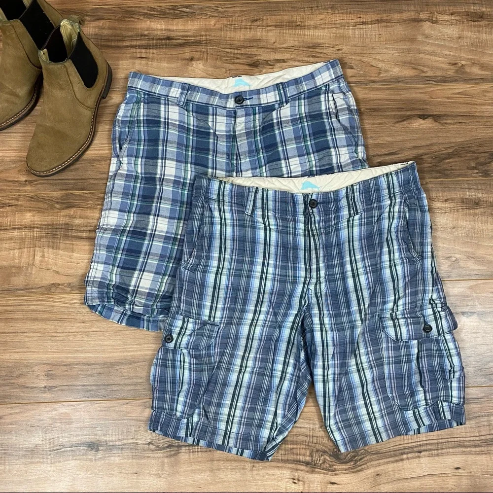 Tommy‎ Bahama Plaid Shorts (2 Pairs) Men's 33 Color Blue